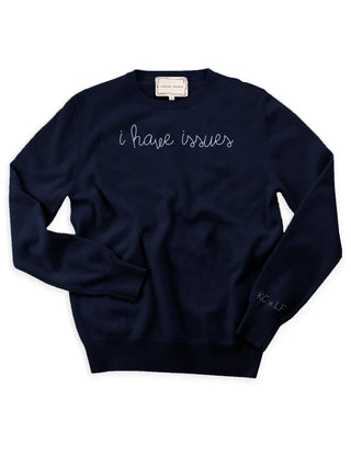 "i have issues" Crewneck  Donation10p Navy XS 