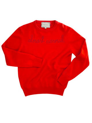 "almost normal" Crewneck  Donation10p Red XS 