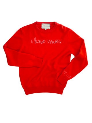 "i have issues" Crewneck  Donation10p Red XS 