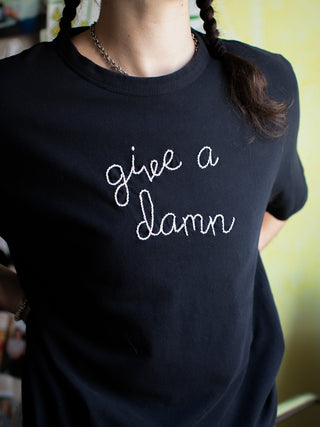 "give a damn" T-Shirt T-Shirt Lingua Franca Black XS 