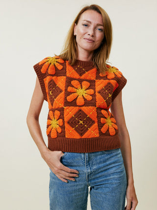Crochet Vest Sweater Lingua Franca NYC   