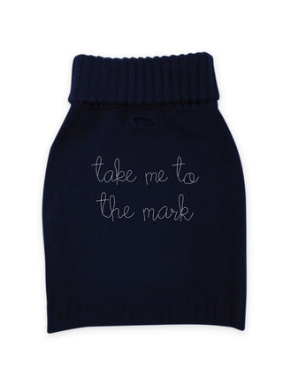 "take me to the mark" Dog Sweater  Lingua Franca NYC Navy XS 