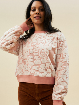 Floral Terry Pullover  Lingua Franca NYC   