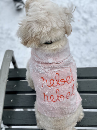 "rebel, rebel" Dog Sweater Pets Lingua Franca NYC Marled Peony XS 