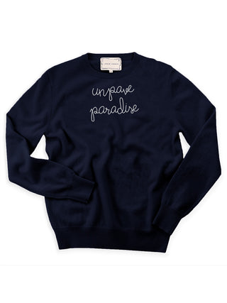 "unpave paradise" Crewneck Sweater Lingua Franca NYC Navy XS 