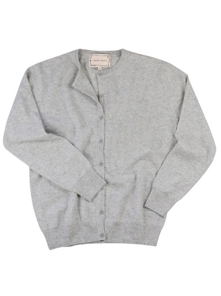 Classic Cardigan, Sans Stitching Cashmere Core Lingua Franca NYC Smoke XS