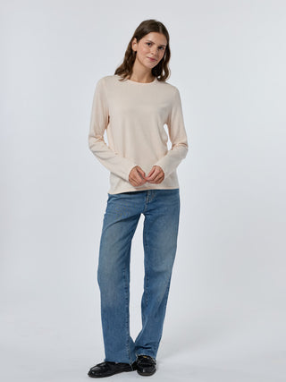 Custom Mara Cotton Crewneck Cotton Silk Core LINGUA FRANCA NYC sunkissed
