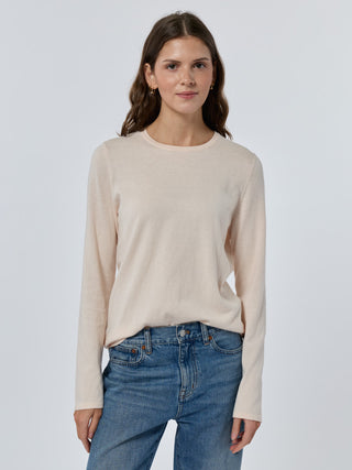 Custom Mara Cotton Crewneck Cotton Silk Core LINGUA FRANCA NYC sunkissed