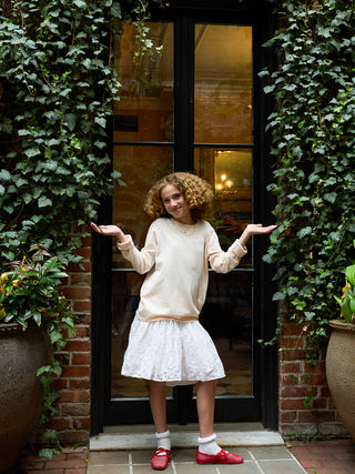 Custom Mara Cotton Crewneck Cotton Silk Core LINGUA FRANCA NYC sunkissed