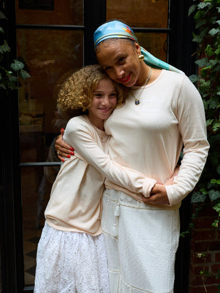 Custom Mara Cotton Crewneck Cotton Silk Core LINGUA FRANCA NYC sunkissed
