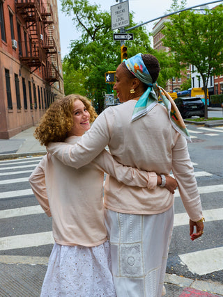 Custom Mara Cotton Crewneck Cotton Silk Core LINGUA FRANCA NYC sunkissed