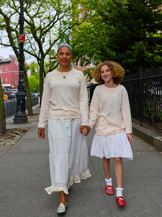 Custom Mara Cotton Crewneck Cotton Silk Core LINGUA FRANCA NYC sunkissed