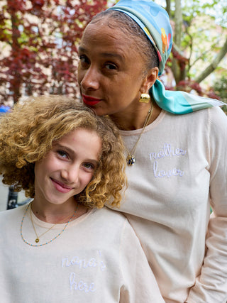 Custom Mara Cotton Crewneck Cotton Silk Core LINGUA FRANCA NYC sunkissed