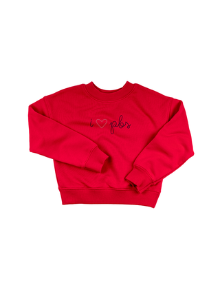 "i heart pbs" Kids' Sweatshirt Sweatshirt LINGUA FRANCA NYC Red 2T