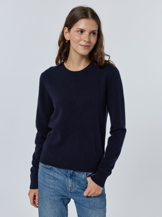 Custom Women's 100% Cashmere Crewneck Sweater Cashmere Core LINGUA FRANCA NYC Navy XS