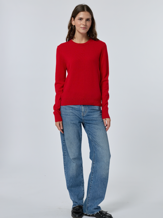Custom Women's 100% Cashmere Crewneck Sweater Cashmere Core LINGUA FRANCA NYC Red XS