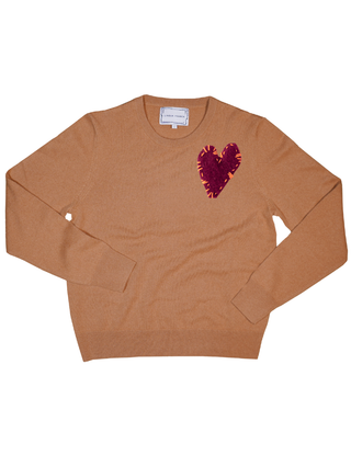 Felt Heart Crewneck Cashmere Core LINGUA FRANCA NYC