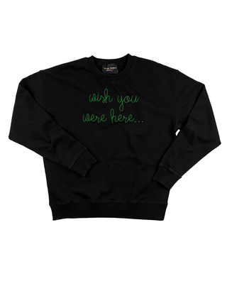 "wish you were here..." Men's Sweatshirt  Lingua Franca NYC S Black 