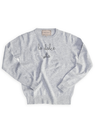 "la dolce vita" Crewneck Sweater Lingua Franca NYC Smoke XS 