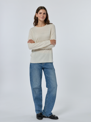Sans Stitching Silk Cashmere Crewneck Cream