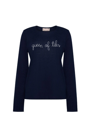 "queen of tiles" Silk Cashmere Crewneck
