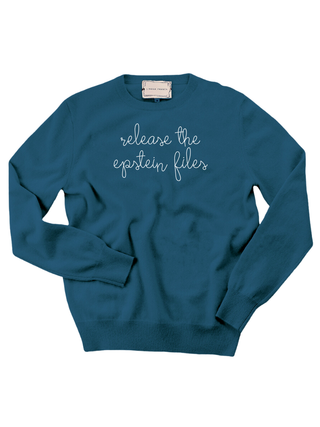 "release the epstein files" Women's Crewneck Cashmere Core LINGUA FRANCA NYC