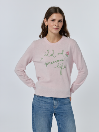"wild and precious" Women's Cashmere Crewneck Cashmere Core LINGUA FRANCA NYC