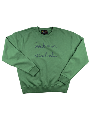 "drink wine, read books" Womens Sweatshirt Sweatshirt Ecovest Vintage Green XS 