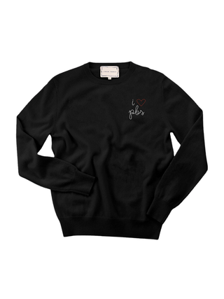 "i heart pbs" Men's Crewneck Cashmere Core LINGUA FRANCA NYC Black XS