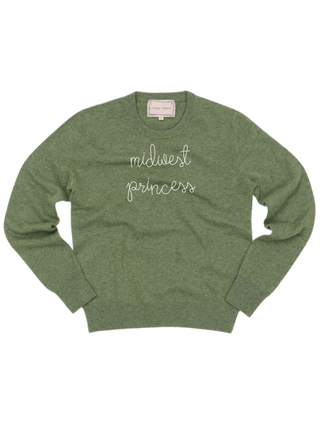 "midwest princess" Crewneck Sweater LINGUA FRANCA NYC Olive XS 