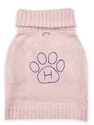 Custom Puppy Love Dog Sweater Wool Lingua Franca NYC Pale Pink XS