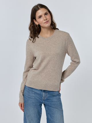 Custom Women's 100% Cashmere Crewneck Sweater Cashmere Core LINGUA FRANCA NYC Oatmeal XS