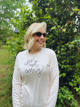"we're not sorry" Mara Crewneck Cotton Silk Core LINGUA FRANCA NYC