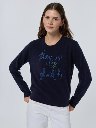 "there is no planet b" Women's Crewneck Cashmere Core LINGUA FRANCA NYC