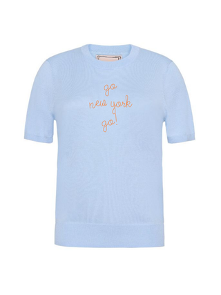 "go new york go!" Silk Cashmere Short Sleeve Crewneck