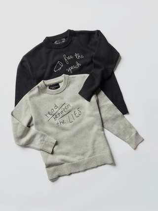 "free the speech" Maxine Sweater Cotton Cashmere Core LINGUA FRANCA NYC
