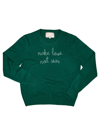 "make love not war" Women's Crewneck Cashmere Core LINGUA FRANCA NYC