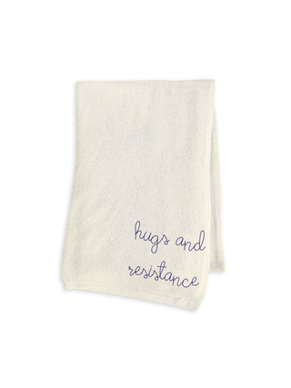 "hugs and resistance" Scarf Cashmere Core LINGUA FRANCA NYC Cream