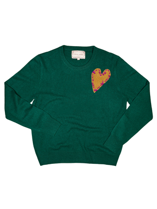 Felt Heart Crewneck Cashmere Core LINGUA FRANCA NYC
