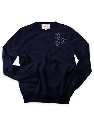Custom Heart Initial 100% Cashmere Crewneck Sweater