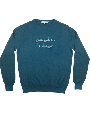 "give nature a chance" Women's Crewneck Cashmere Core LINGUA FRANCA NYC