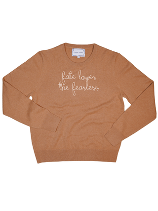 "fate loves the fearless" Women's Crewneck Cashmere Core LINGUA FRANCA NYC