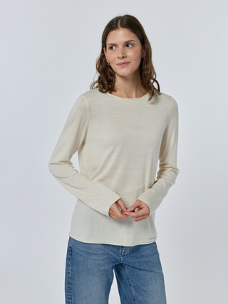 Sans Stitching Silk Cashmere Crewneck Cream