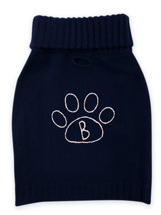 Custom Puppy Love Dog Sweater Wool Lingua Franca NYC Navy XS