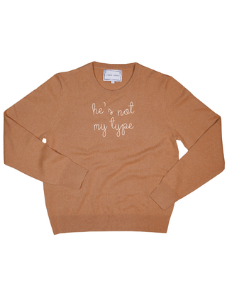 "he's not my type" Women's Crewneck Cashmere Core LINGUA FRANCA NYC