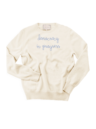 "democracy in progress" Women's Cashmere Crewneck