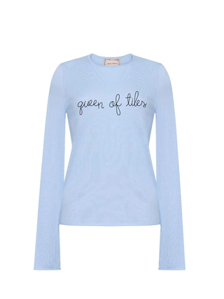 "queen of tiles" Silk Cashmere Crewneck