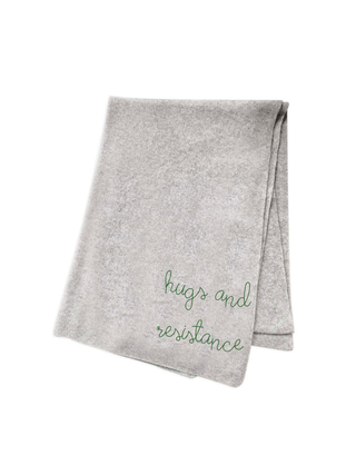 "hugs and resistance" Scarf Cashmere Core LINGUA FRANCA NYC Smoke