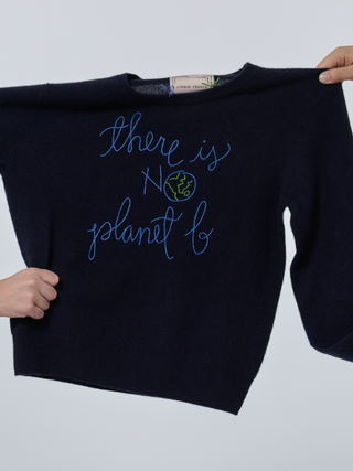 "there is no planet b" Women's Crewneck Cashmere Core LINGUA FRANCA NYC