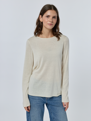 Sans Stitching Silk Cashmere Crewneck Cream